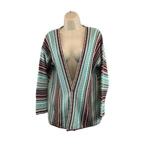 VTG Myan Womens Cardigan Sweater Size Medium Long Sleeve Open Front Striped